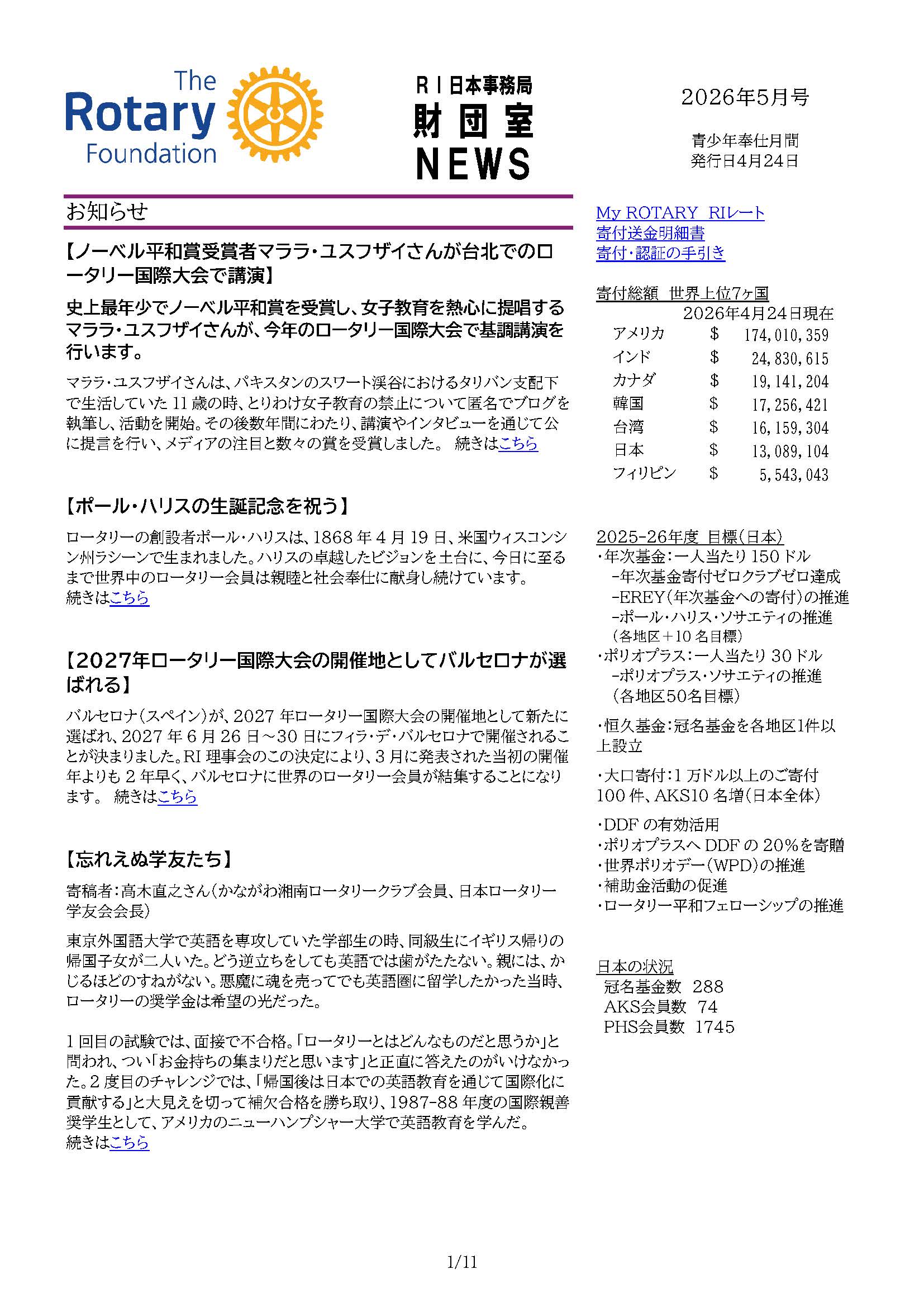 財団室ニュース 5月号